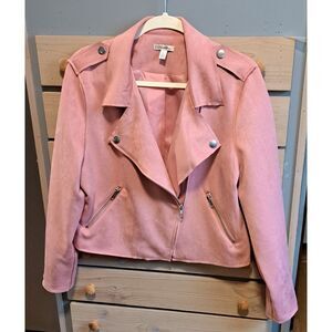 Versona Faux Suede Pink Biker Jacket – Size Large, Edgy, Feminine, Retro